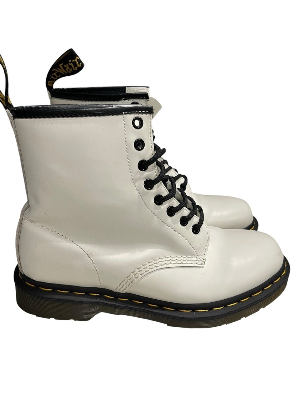 Dr. Martens Airwair 8 Eyelet Combat Boots Smooth Leather White SZ 9 Women
